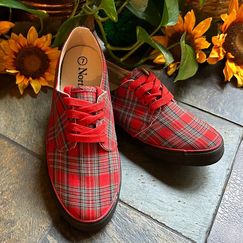 (NEW) Royal Stewart Plaid Lace-up Oxford Sneakers